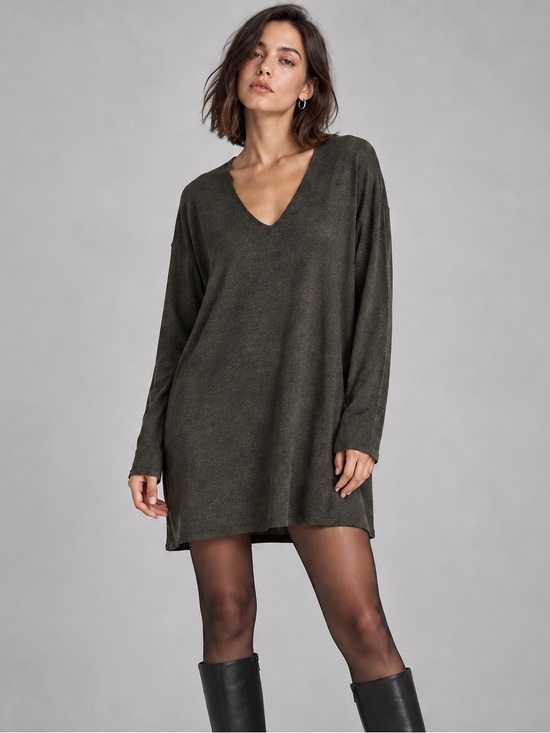 Wilfred Dresses & Skirts - Aritzia x Wilfred Free Gail V-Neck Tunic Dress Charcoal Grey/Olive XXS